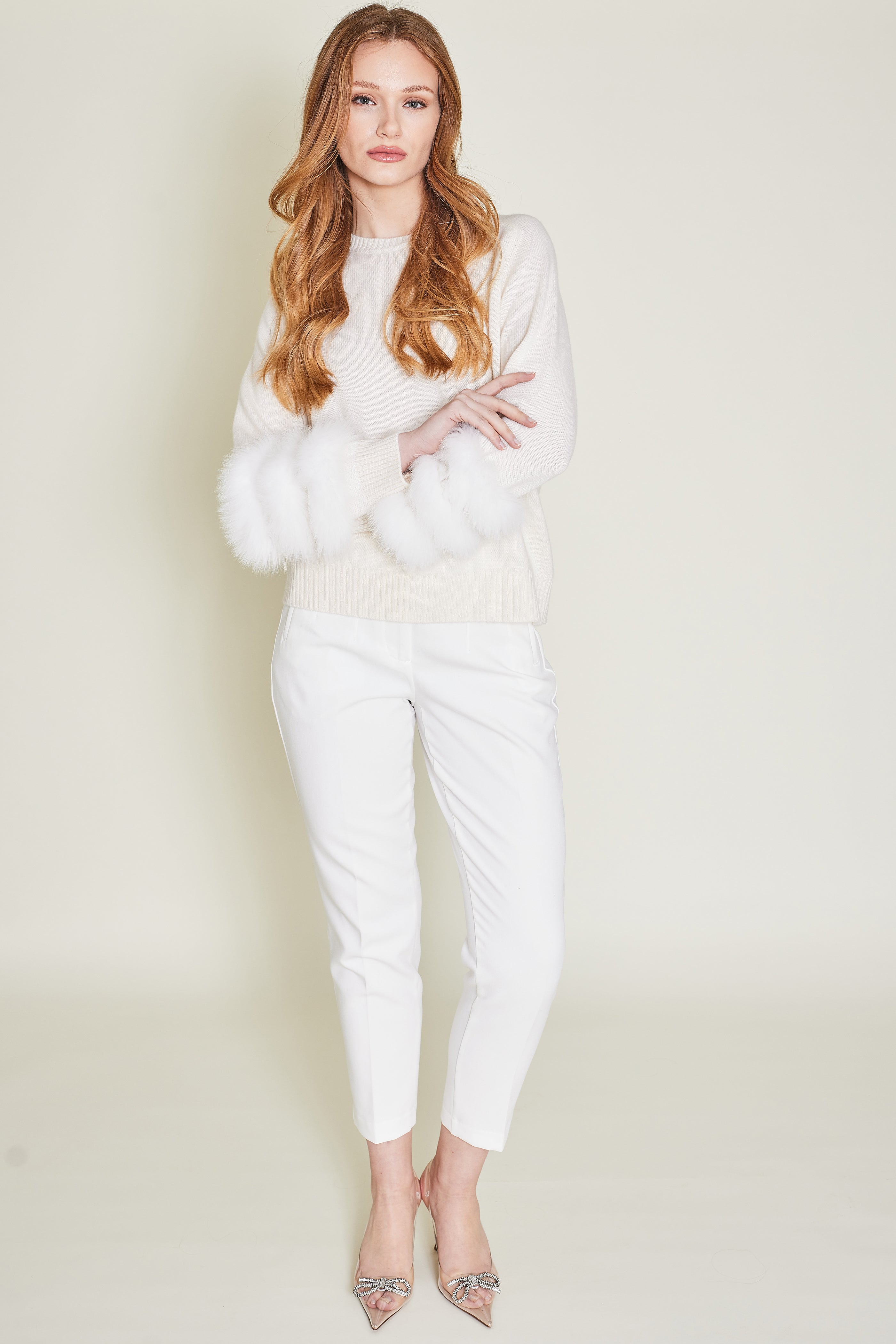 Matignon Cashmere Sweater With Fur - Ivory