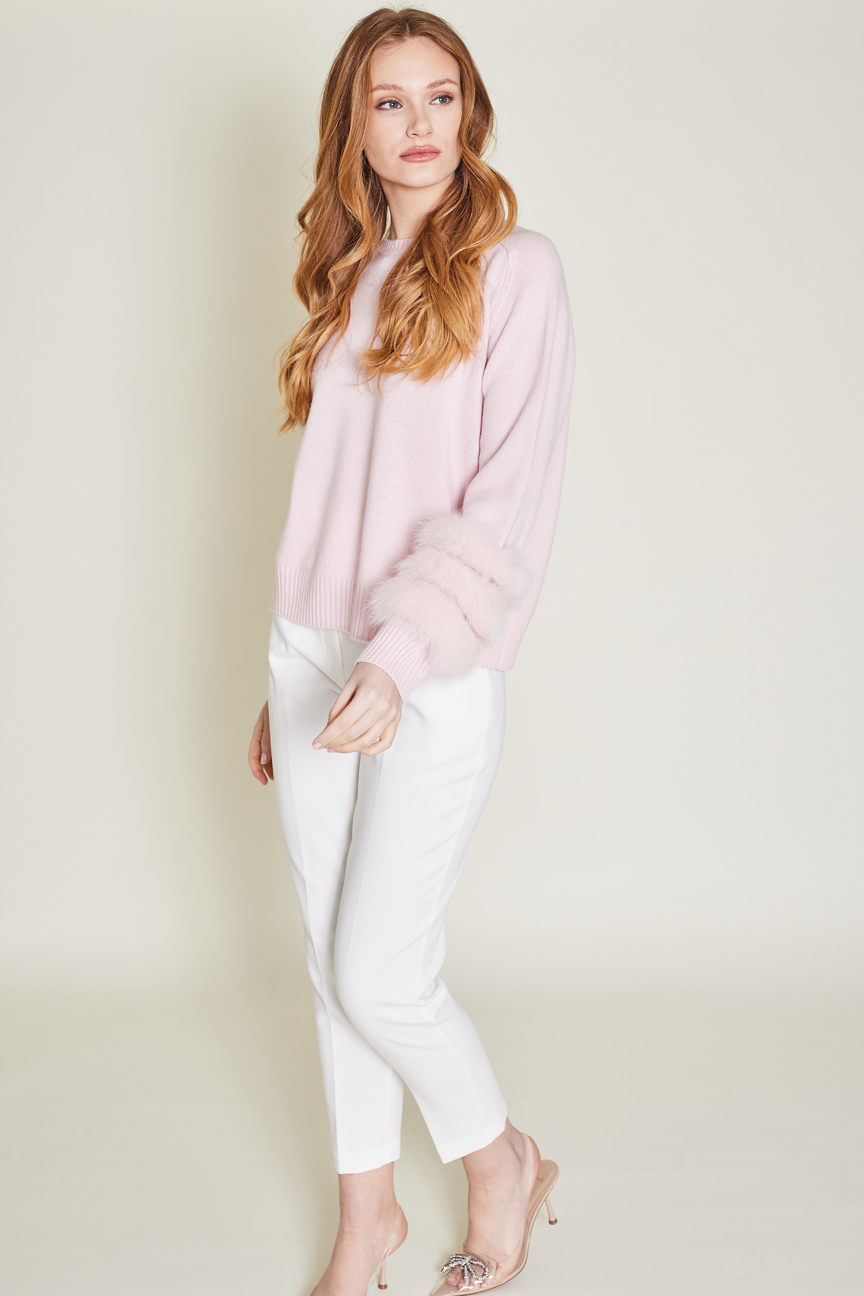 Matignon Cashmere Sweater With Fur - Light Pink