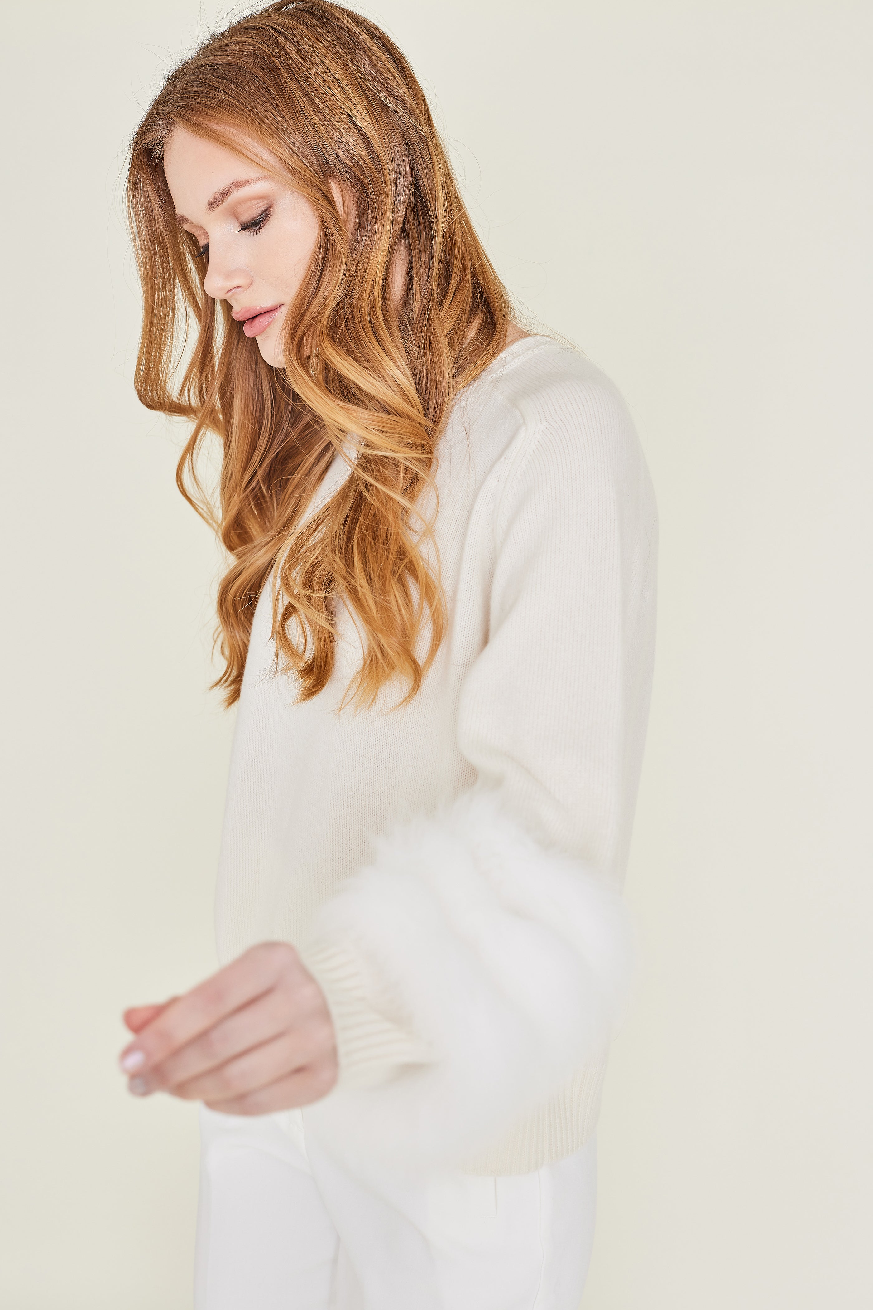 Matignon Cashmere Sweater With Fur - Ivory
