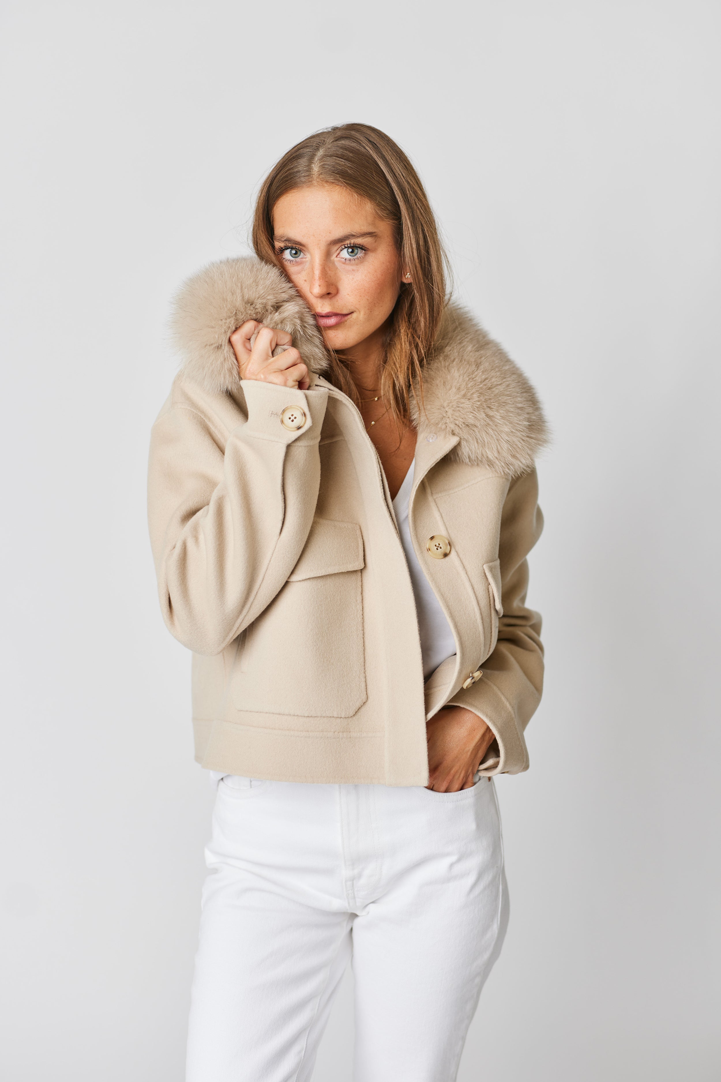 Annabel Cashmere Jacket - Beige