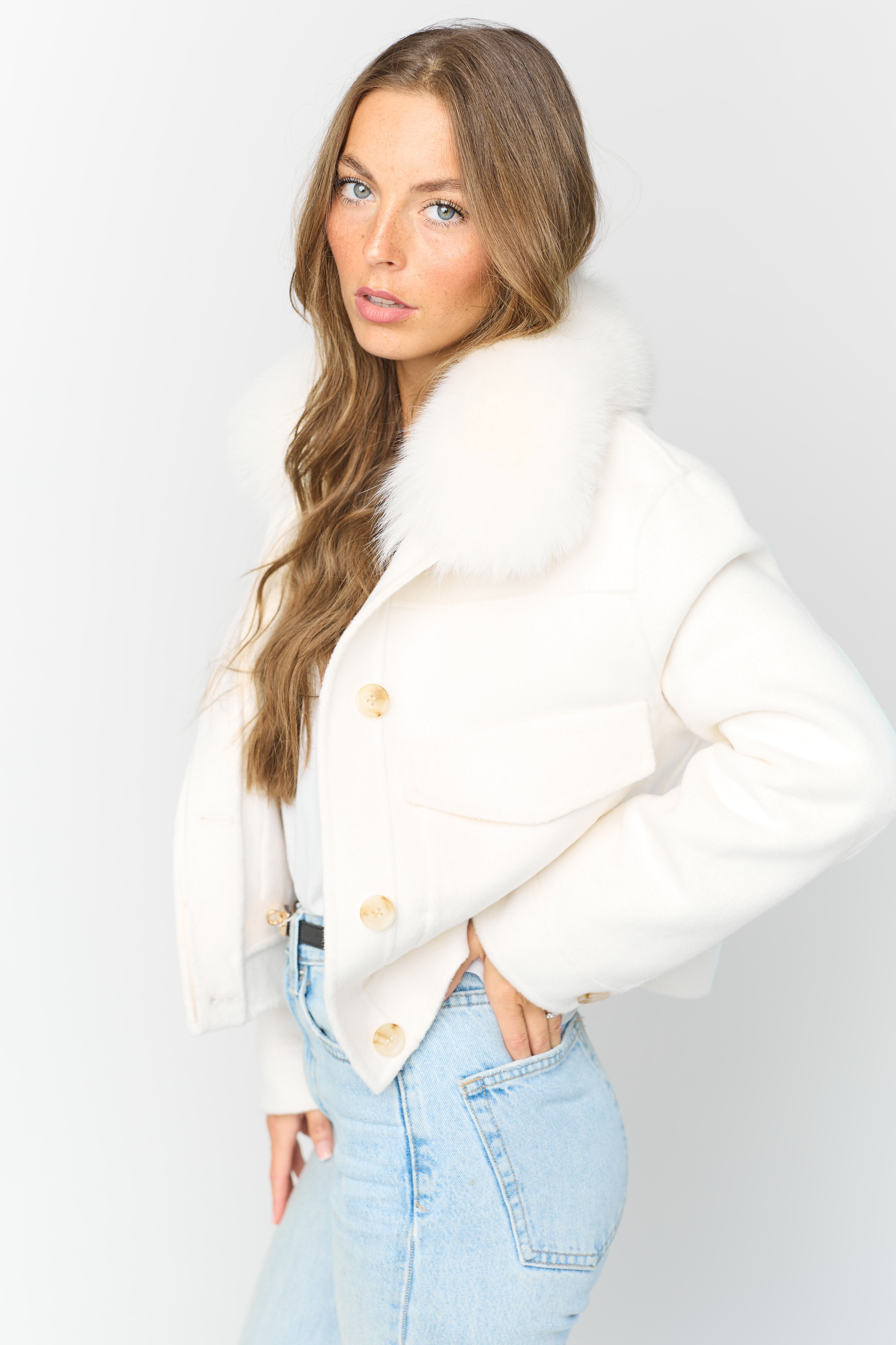 Annabel Cashmere Jacket - Ivory