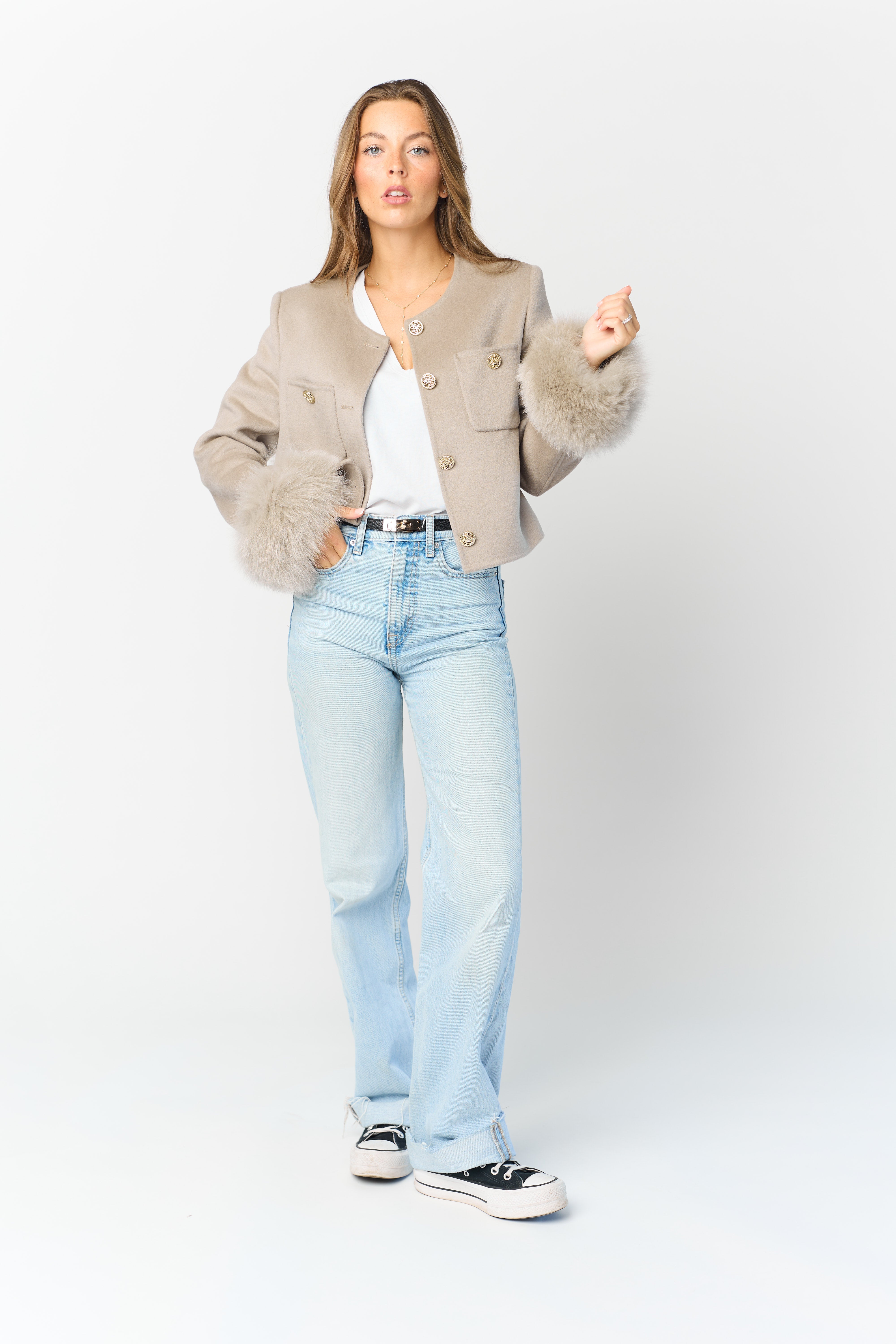 Mathilda Cashmere Jacket - Greige